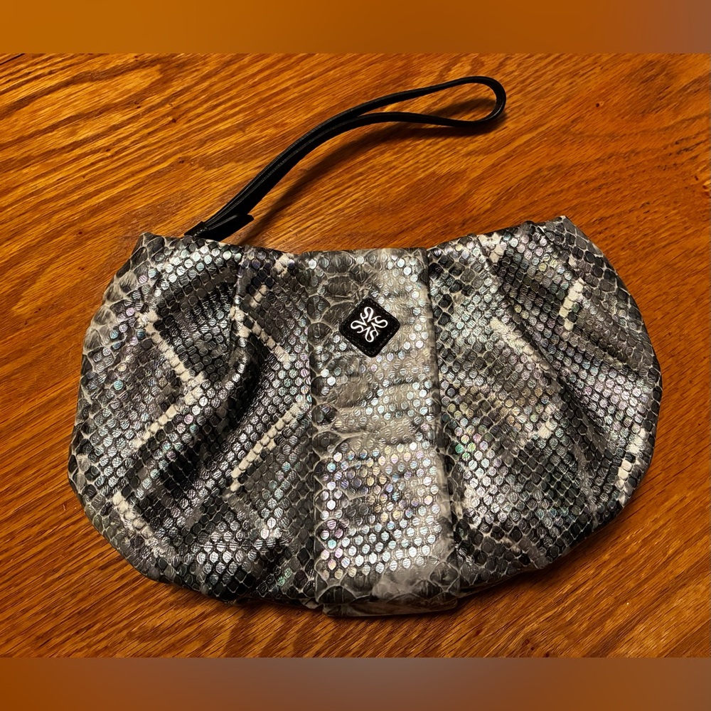 Simply Vera Wang Grey & White Faux Snakeskin Clutch